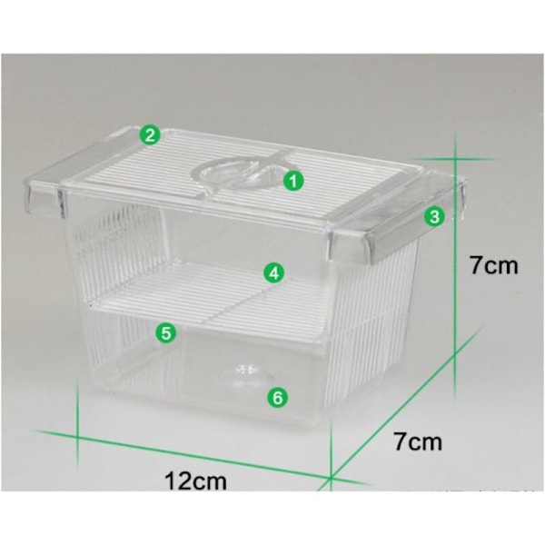 Flydende redekasse 2 i 1 akvarium avlsfisk rugekasse (12 x 7 x 7 cm)-