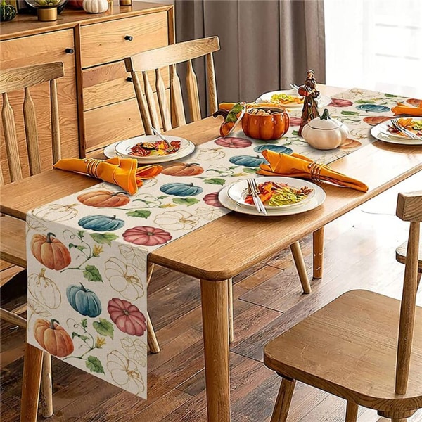 Höst Eukalyptus Blad Bords Pumpor, Höst Thanksgiving Kök Matsal Bordsdekoration för Inomhus B