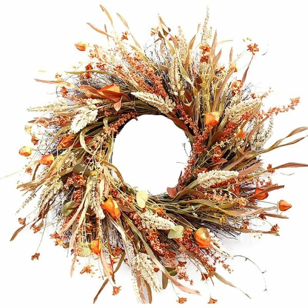 24 Inch Fall Harvest Wreaths, Artificial Flower Wreaths for Front Door, Wall, Party, Thanksgiving, Farmhouse Decor