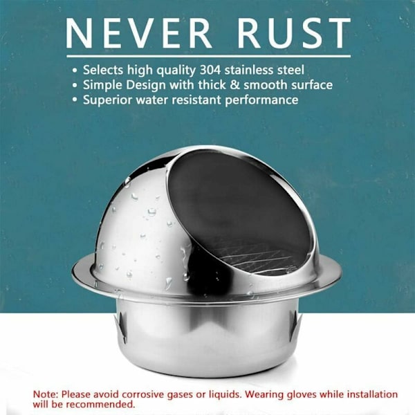 Ventilationsgitter, 6\" Rund Væghætte Ventilation, Ventilationsudløbsgitter i 304 Rustfrit Stål (ø150mm)