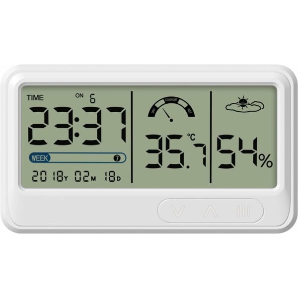 Digitalt hygrometer Elektronisk temperaturfugtighedsmåler med LCD-tid og datovisning Indendørs termometer Hygrometer med stativ til have drivhus