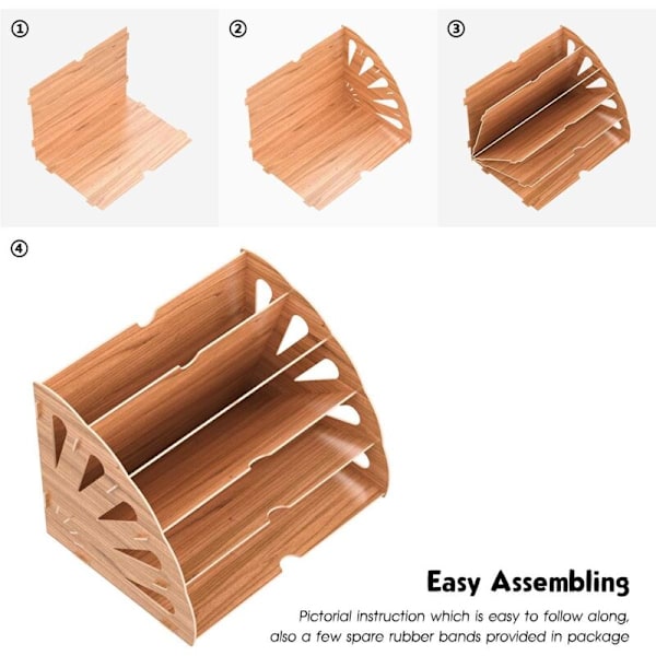 Kontor Oppbevaring Tre Skrivebord Organizer, Oppbevaringsboks for Filer, Brev, A4 Papir, Dokumenter A-