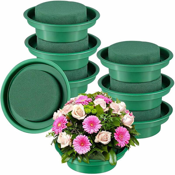 Förpackning med 8 runda blomskum DIY blomsterarrangemang kit våt grön rund blomskum block för bröllopsdekor