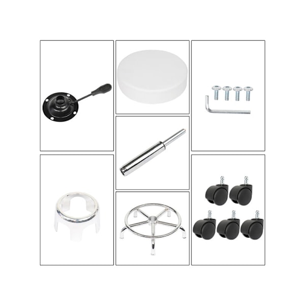 Kontorstol, 360° Rotasjon Rullestol, for Massasjesalong, Kontor, Klinikk, Farge: Hvit 8cm