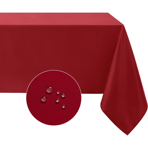 Jul rektangulær duk vanntett og flekksikker duk egnet for bespisning/fest/ferie (132*178cm, rød)