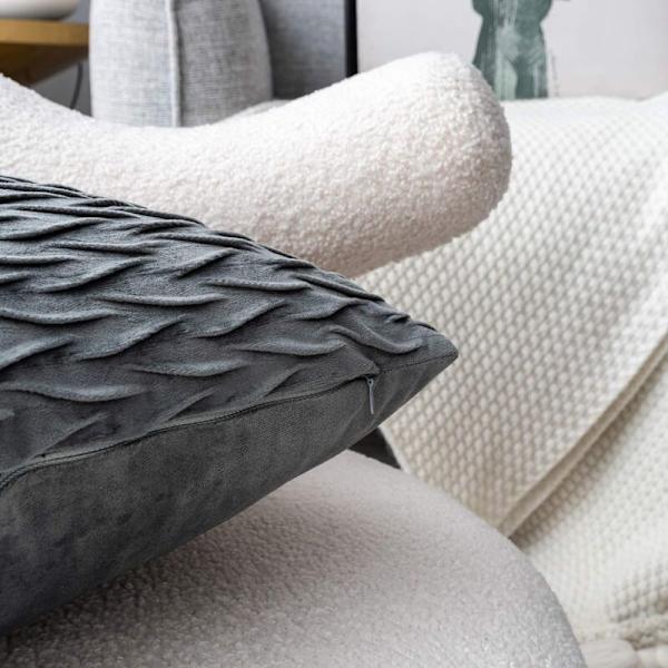 Fløyels putetrekk 30x50cm for stue sofa, sett med 2 enkle mønster firkantede putetrekk soverom dekorasjon, grå