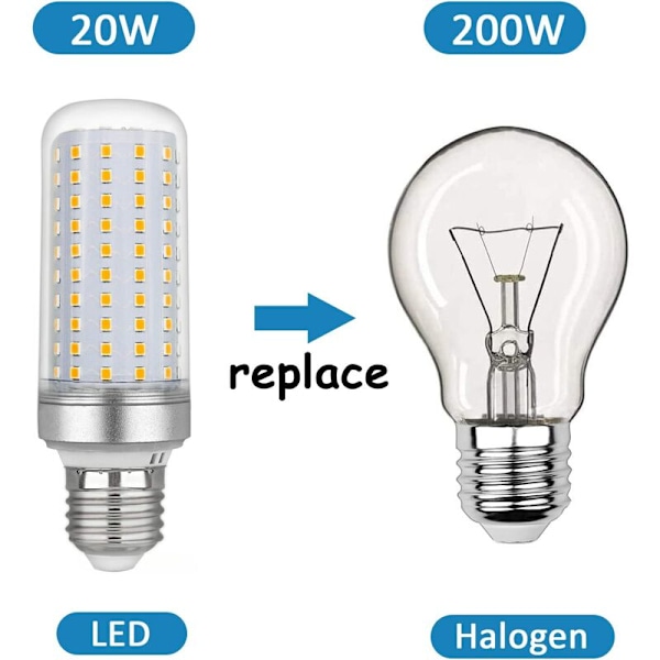 LED E27 Maispære 30W, AC175-265V, Varmt Hvit 3000K 2500LM, Ikke Dimmerbar, 300W Ekvivalent Halogenpære, LED Maispære for Lysekroner, C