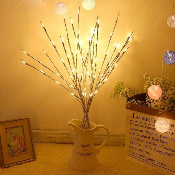 Grenljus, LED-pilgren Gren Ljusslinga DIY Gren Grenar Lampa Batteridriven Grenar (5st, Varmvitt)