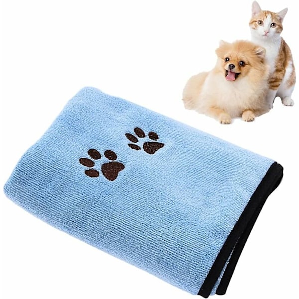 Hundeserviet - Superabsorberende hurtigtørrende håndklæder blødt mikrofiber kæledyr badekåbe tæppe til hunde katte (50x90cm 1PC blå) HIASDFLS