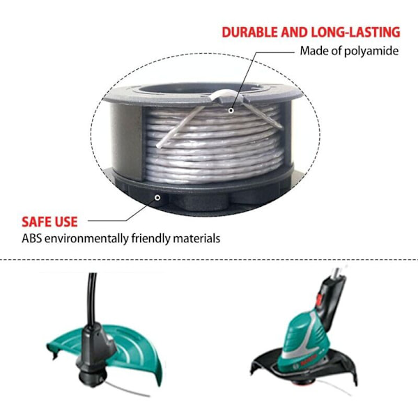 Sæt med 3 udskiftningsspoler til Bosch UniversalGrassCut 18V 26/18V 260/18/18 26/18 260, til ‎F016800570 og 1600A01R5J spolecover (6m, 1,6 mm)