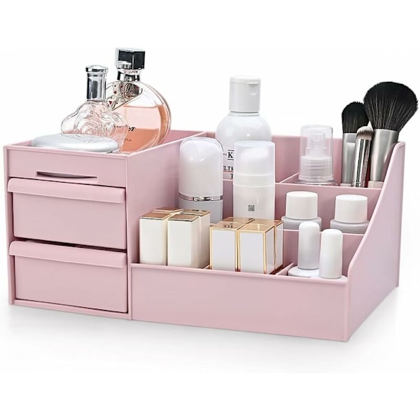 Skrivebords Kosmetik Opbevaringsboks med Skuffer, Makeup Organiser Skuffer Afdeling Desk Organiser Makeup Organiser til Soveværelse Badeværelse Kontor-DENUOTO