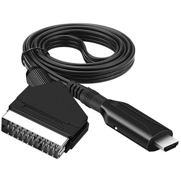SCART til HDMI-kabel - SCART til HDMI-adapter - Alt i én SCART til HDMI 1080p/720p lyd-videokonverter,