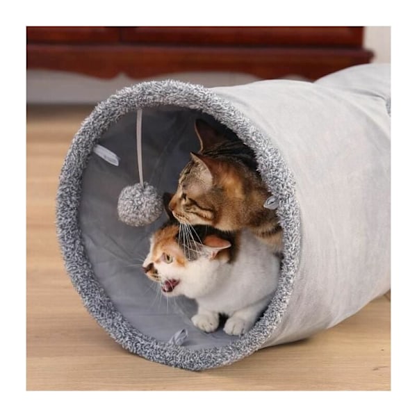 Vikbar Kattunnel för Katter Katt Leksaker Hållbar Mocka Lektunnel Gömma Husdjurstunnel för Husdjur