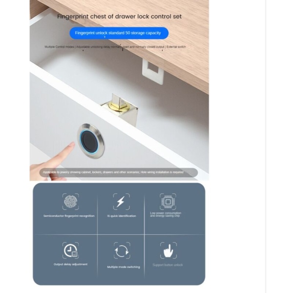 Kulunvalvontalaite Sormenjälkitunnistusohjauspaneeli Sormenjälkitunnistusmoduuli 7-30V DIY Rele Ovi Lukituksen Ohjain, S3