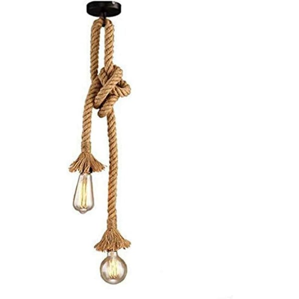 Hengende lysarmatur Kandelaber Hemp Tau Industriell Taklampe for Hjem Stue Balkong Restaurant (150CM)