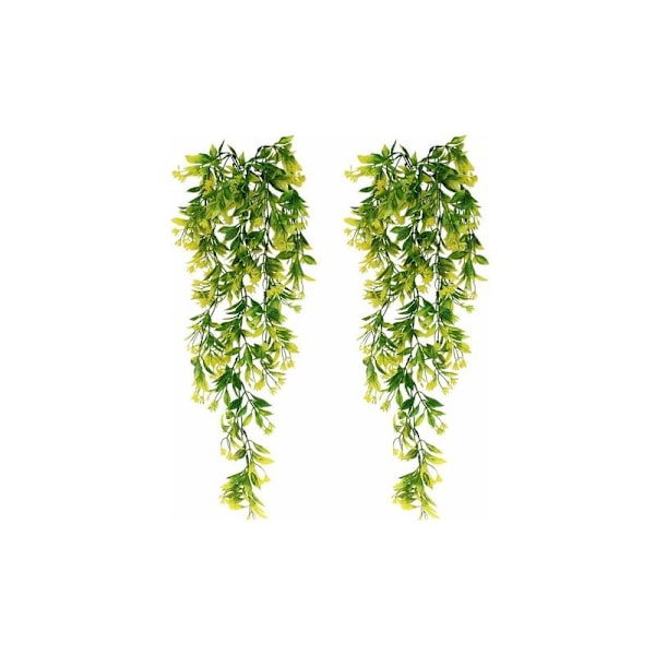 2 stk. Kunstig Ivy Kunstig Grøn Hængende Planter til Fest, Bryllup, Køkken, Have, Kontor Dekoration Gul