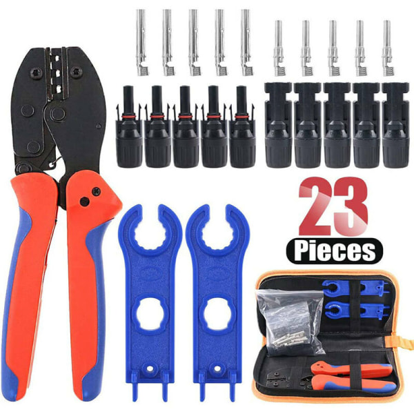 Solcellsverktyg, 23PCS Crimpverktygssats MC4 Solkabelkontakt 2,5 till 6mm² Solcellsverktyg för solpanel PV-kabel
