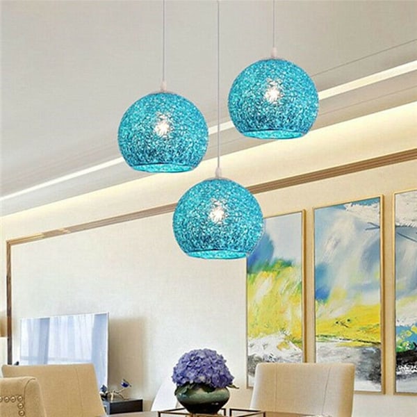 2X Køkken Pendellampe Soveværelse Loftlamper Hotel Lampe Lysekrone Blå Belysning