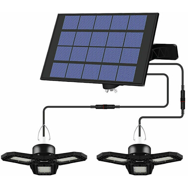 Solcelle-LED-garasje-lys for innendørs bruk, 120 LED-lamper, bøyelig LED med IP65 vanntett solcellepanel, automatisk lys, oppladbart LED-taklampe, hengende sikkerhetslys