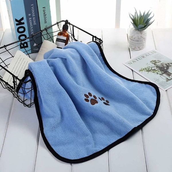 Hundeserviet - Superabsorberende hurtigtørrende håndklæder blødt mikrofiber kæledyr badekåbe tæppe til hunde katte (50x90cm 1PC blå) HIASDFLS