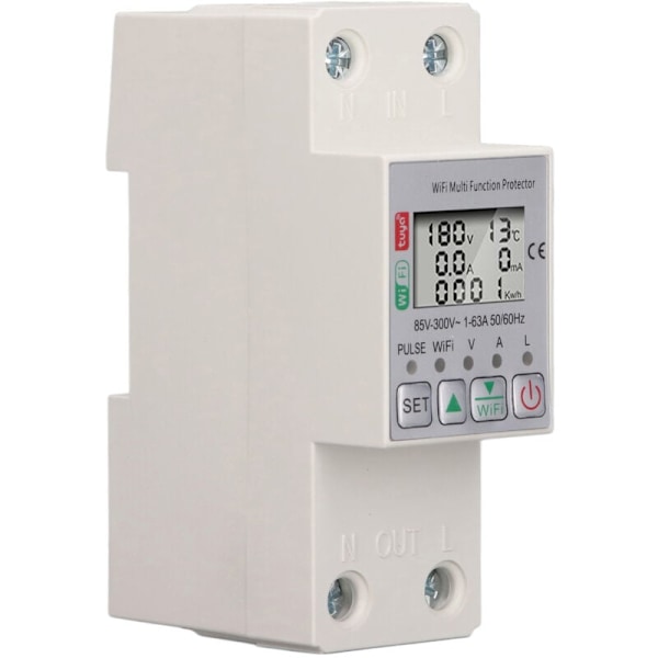 WiFi Smart Strömmätare Brytare Tuya Energiförbrukningsskydd Multifunktionell Skydd Med Mätning AC85-300V 63A