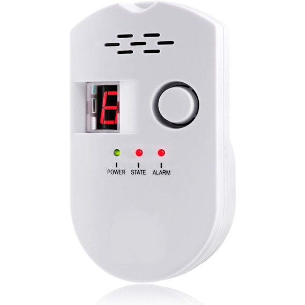 LPG/Naturgas/Kolgasläckagedetektor, Plug-in-sensorövervakning med ljudlarm och LED-digital display, för metan, propan, butanbränsle