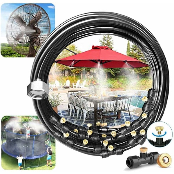 Dimsystem (18m) Utomhus Dimkylningssystem Dimlinje med 18 Mässingssprutor Dimmaskin för Trädgård Patio Trampolin Däck
