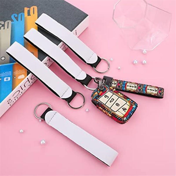 20-pack tomma nyckelringar för sublimering, neoprennyckelringar, sublimering armbandshängeämnen med nyckelring