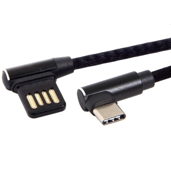 Usb-C 3.1 Type-C En Venstre, Høyre Vinkel 90º USB 2.0-kabel med hylse for nettbrett og 15 cm