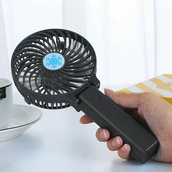 Bärbar Handfläkt, Mini Handhållen Fläkt, USB Laddningsbar Vikbar Mini Fläktkylare 3 Hastighetsjusterbar Kylfläkt för Utomhusresor