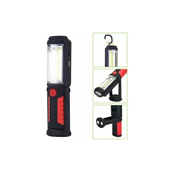 Händerfri Laddningsbar LED-ficklampa [NY VERSION 2018] 3W COB LED Handlampa 2 i 1 Ficklampa för Camping/Vandring/Bil/Garage/Workshop, Två Belysnings