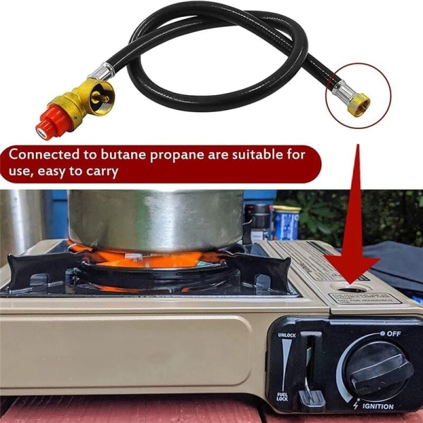 26 Tommer Propan Butan Gas Bærbar Camping Kogeplade Udskiftningsregulator med Slange Konverterer til 1 LB Engangsflaske