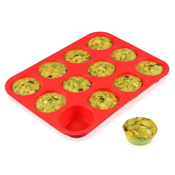 12 koppar silikonmuffinspanna - Nonstick BPA-fri muffinsform i vanlig storlek molds