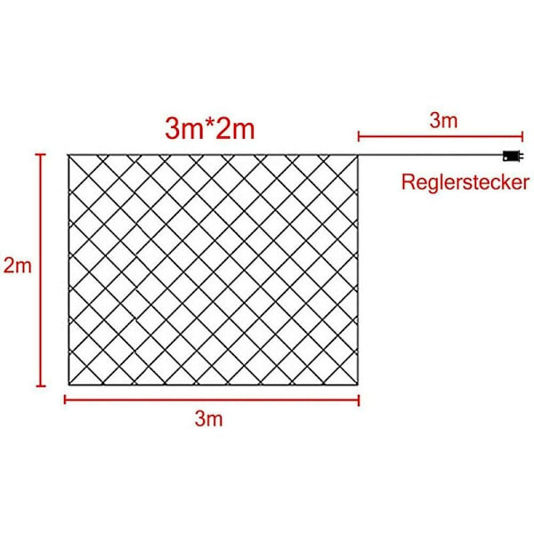 200 LED 3 X 2 Meter LED Lysstreng Vandafvisende 8 Tilstande Fe Lys Gardin Indendørs Udendørs Dekoration