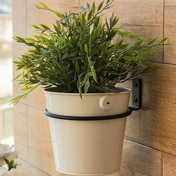 Väggmonterad blomkrukehållare med ring, 5 tum, 6 st krokar