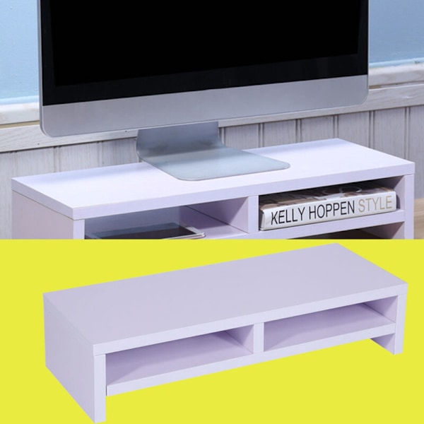 Skrivebordsmonitorholder LCD TV Laptop Stativ Computer Skærm Desk Hylde Desk Purplish Hvid