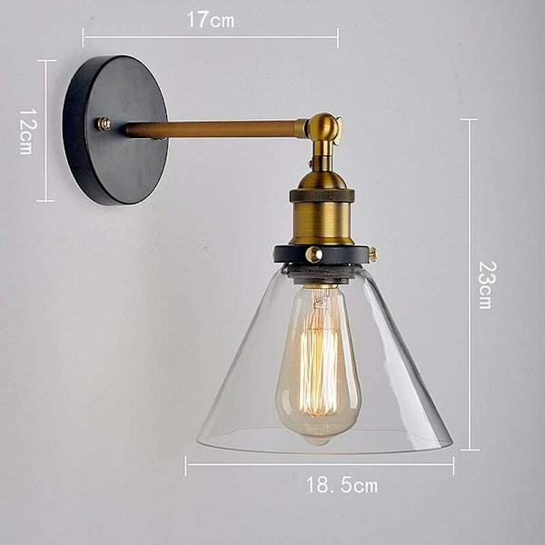 Lightess Industriell Glasvägglampa Vintage Retro E27 DIY Väggbelysning för Kök Matrum Vardagsrum Barnrum Restaurang [Energiklass