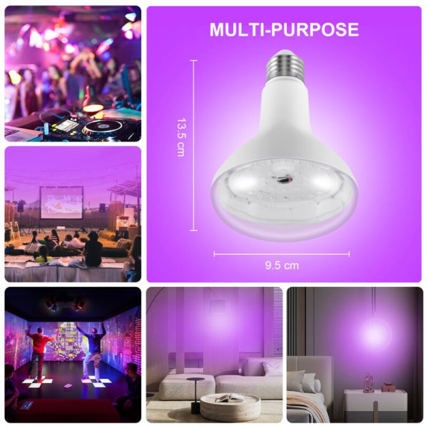 E26 15W Ultraviolet UV-lampe Sort Pære Fluorescerende Sensorlampe 220V/110V DJ Festdekoration