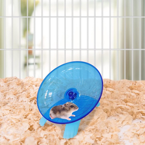 Hamster flygende tallerken Stille løping treningshjul Passer for gerbiler, rotter og pinnsvin små dyr (blå)