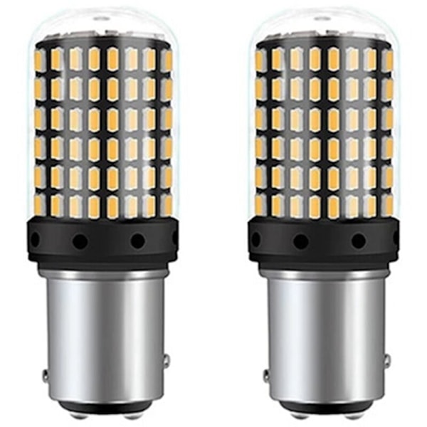2 stk. Super LED Canbus 1157 BAY15D P21/24W Bil 12V Baklys Reverslys Brems Blinklys Pære Gul