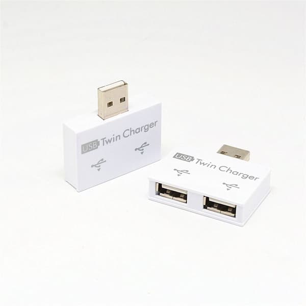 Bærbar Mini USB Hub til 2 Port Oplader Hub Adapter USB Splitter Dual USB Charge Extender til Computer Hvid