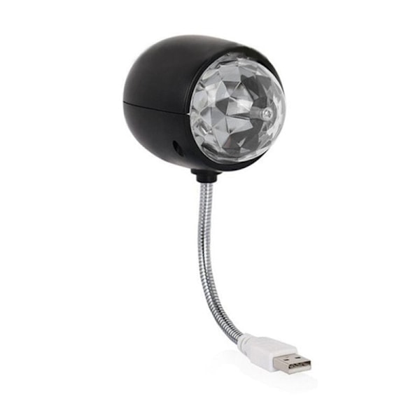 USB-diskopallo, RGB-värinen pyörivä LED-juhlalamppu 3 W:n kirjan kanssa, USB-käyttöinen (musta)
