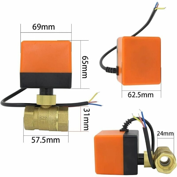 AC220V AC24V DC12V 2-vejs motorventil - 2-vejs motoriseret kugleventil DN15 DN20 DN25 DN32 DN40 DN50 (AC220V DN20)