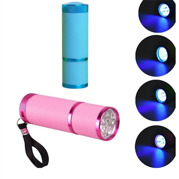 9 LED UV-neglelampe, professionel negletørrer gel-hærdende lys lommelygte håndtørrer lommelygte professionelle neglekunstværktøjer, blå