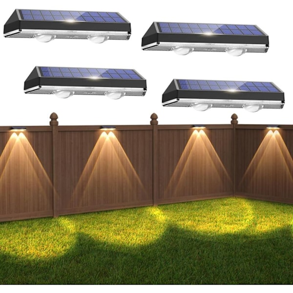 4-pack Solcellslampor Utomhus - Vattentät IP65 - 3 Belysningslägen - Solcellslampa för Utomhus - LED-trädgårdslamp - Staketbelysning - Balkongväggsdekoration