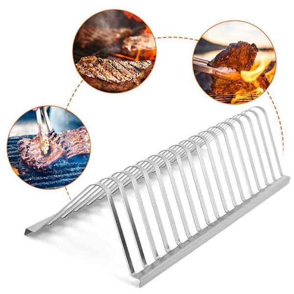 Grillrist i rustfrit stål til grillning af ribben, grillning, grillning utomhus, picknickredskap, 2 delar