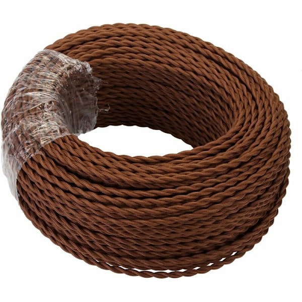 10M Textil Elkabel, Retro Vridet Flätad Tråd, 2-kärnig Linneöverdragen Koppartråd (2x0,75mm²), För DIY Hänglampa/Kaffe -DENUOTOP