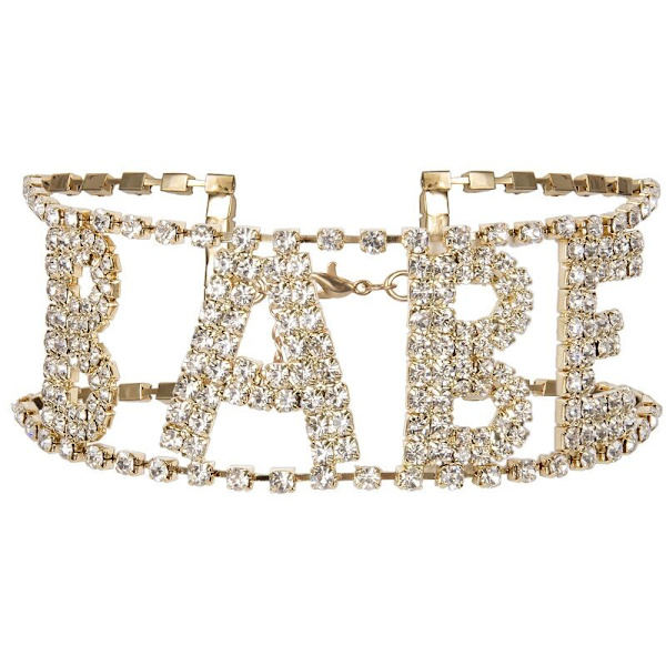 Mote Halskjeder Kvinner Bokstav Rhinestone Inlagt Choker Halskjede Gull