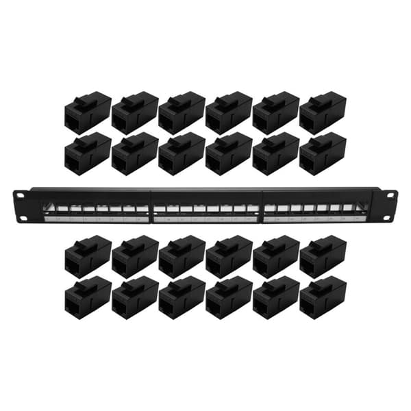 19 tommer 1U rack kabinet crossover 24 porte CAT6 RJ45 patch panel kabeladapter keystone modulært ramme