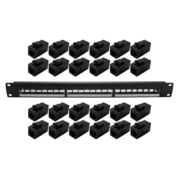 19 tums 1U rackmonterad crossover 24 portar CAT6 RJ45 patchpanel kabeladapter Keystone modulär ram